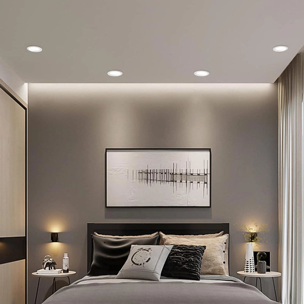 Faretto incasso LED 6W pannello rotondo slim interruttore CCT da 3000K a 6500K luce ingresso ufficio foro 10cm