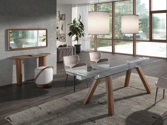 Specchio da parete rettangolare noce