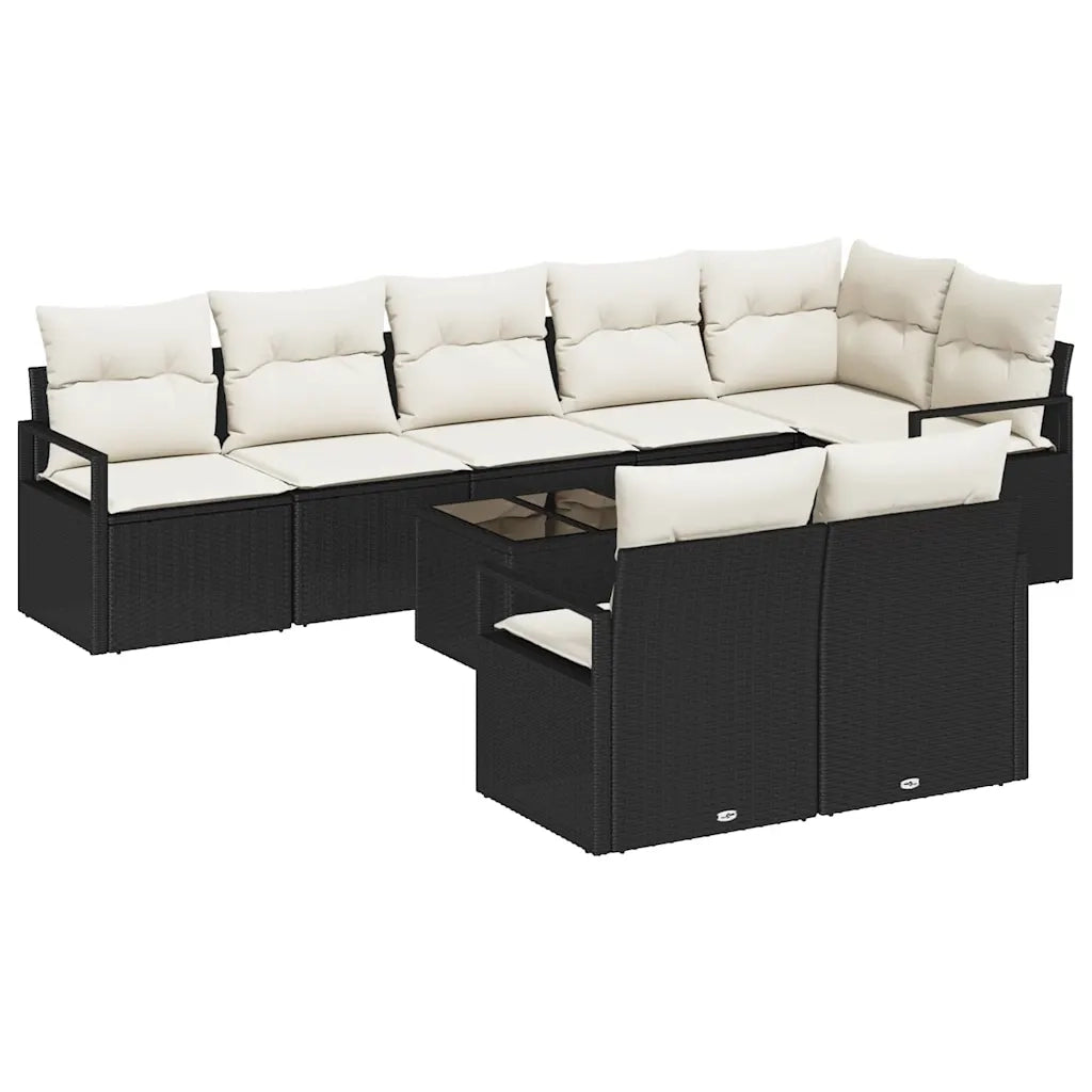 Set di divani con cuscino 9 pcs Nero polyrattan 3346437