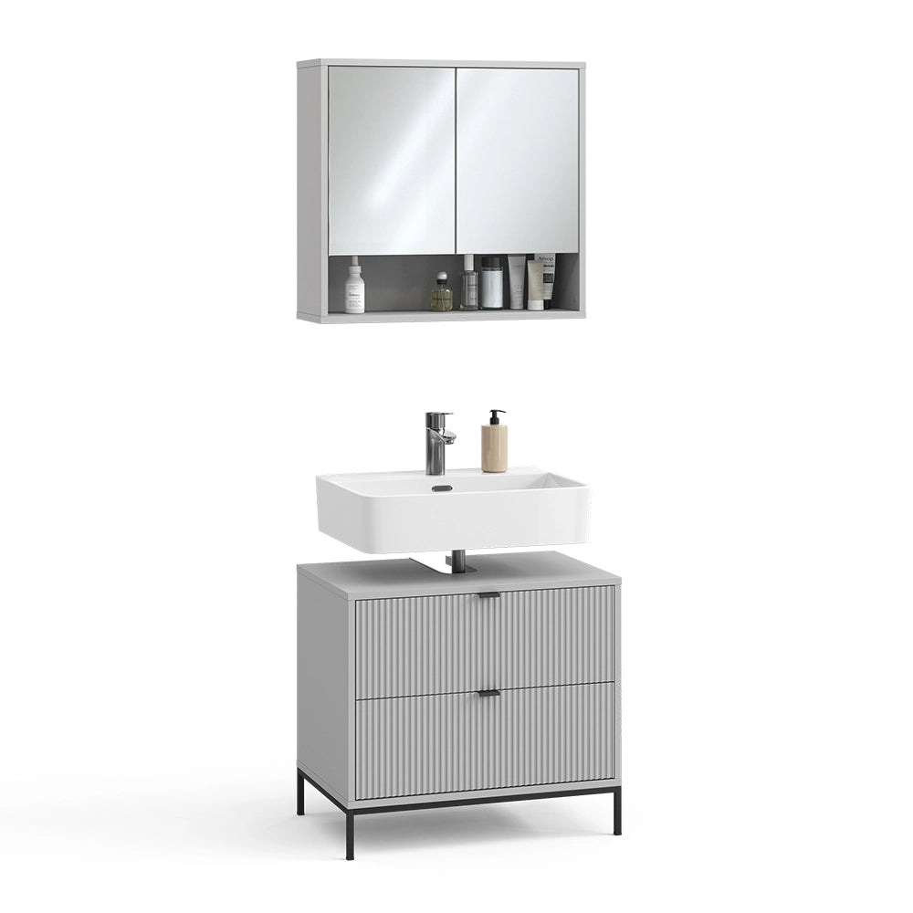 Vicco Set di mobili da bagno Grigio 2 parti