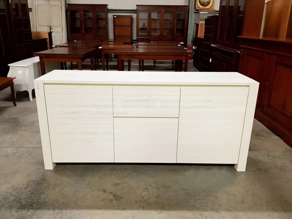 Madia moderna 2 ante e 2 cassetti abete bianco spazzolato  l.185p.50h.84 (635) - Mobili 2G
