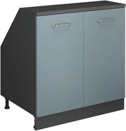 Mobile sottotetto Rion, Grigio-blu, 80 x 81.6 cm con 2 porte, carcassa 60 cm profondità, adatto per il salvaspazio sotto tetti spioventi