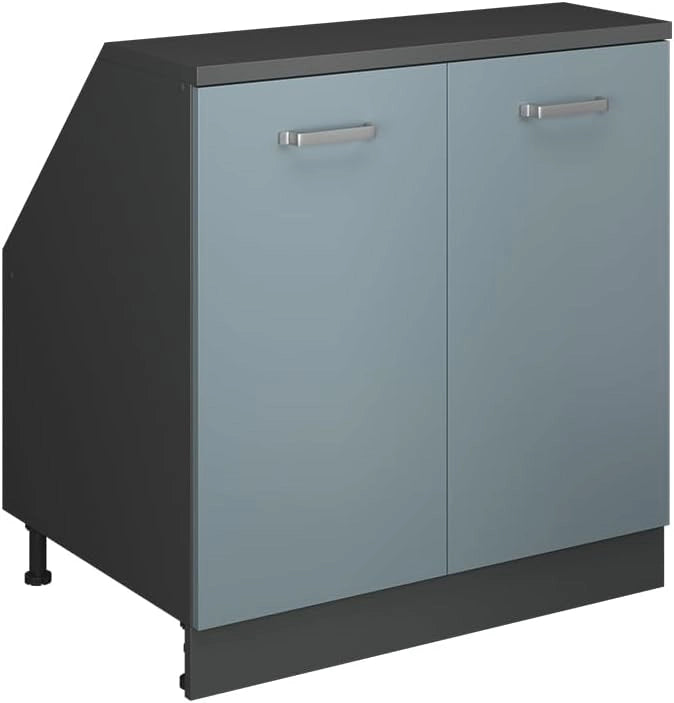 Mobile sottotetto Rion, Grigio-blu, 80 x 81.6 cm con 2 porte, carcassa 60 cm profondità, adatto per il salvaspazio sotto tetti spioventi