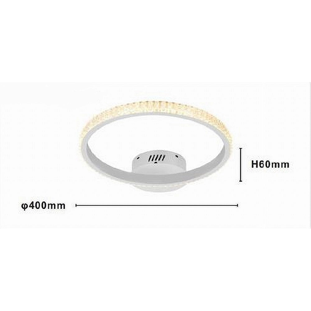 Trade Shop - Plafoniera Led 24w Cerchio Effetto Cristallo Bianco Luce Fredda Calda Naturale 31715 -