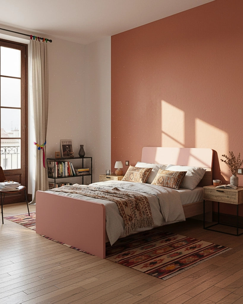 Letto Comby con fascioni e pediera - Letto una piazza e mezzo 127 x 197 - Struttura Virginia e rosa - Rete e materasso esclusi_