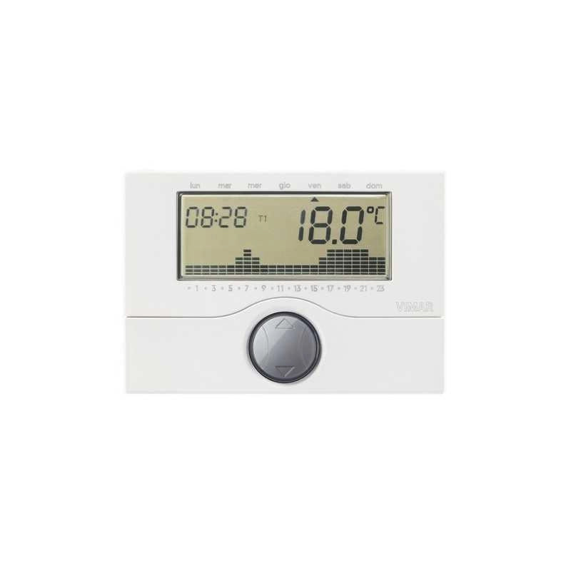 01910 Cronotermostato a Batteria Parete Bianco