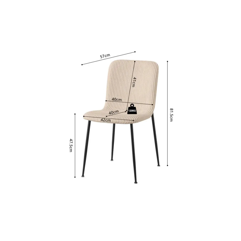 Sedia da sala da pranzo CORDUROY – Velluto a coste beige – Gambe in metallo nero – Stile design