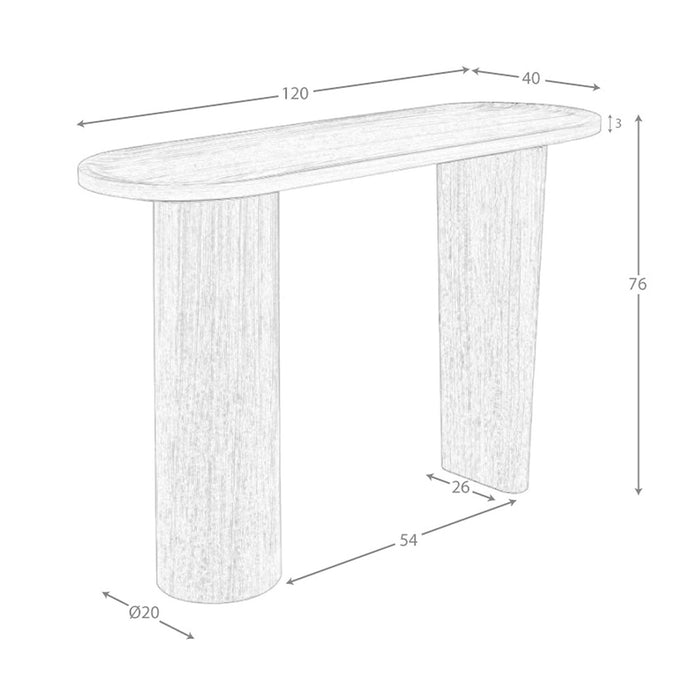 Console ovale in noce a mezza punta