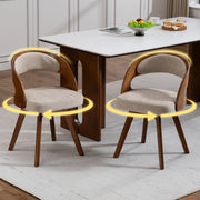 Sedia da Pranzo Girevole in Legno con Cuscino ¨C Xylo ¨C Schienale Curvo, Tessuto Cotone Lino