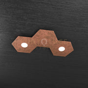 HEXAGON APPLIQUE-PLAFONIERA 2 LUCI + 1 DECORATIVO FOGLIA RAME 1142-2L1D-FR