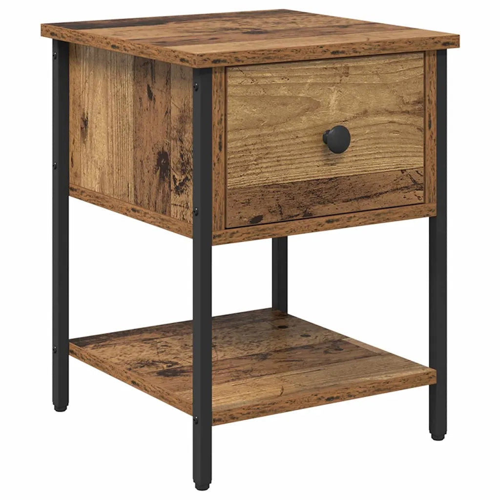 Set di 2 Comodini | Armadio da Notte | Mobiletto da notte con cassetto Legno vecchio 34 x 35,5 x 45 cm