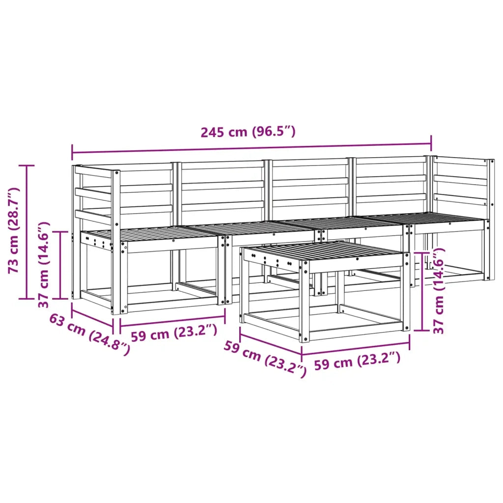 Set di divani da esterno 5 pz Bianco Legno di Acacia Massello 3387193
