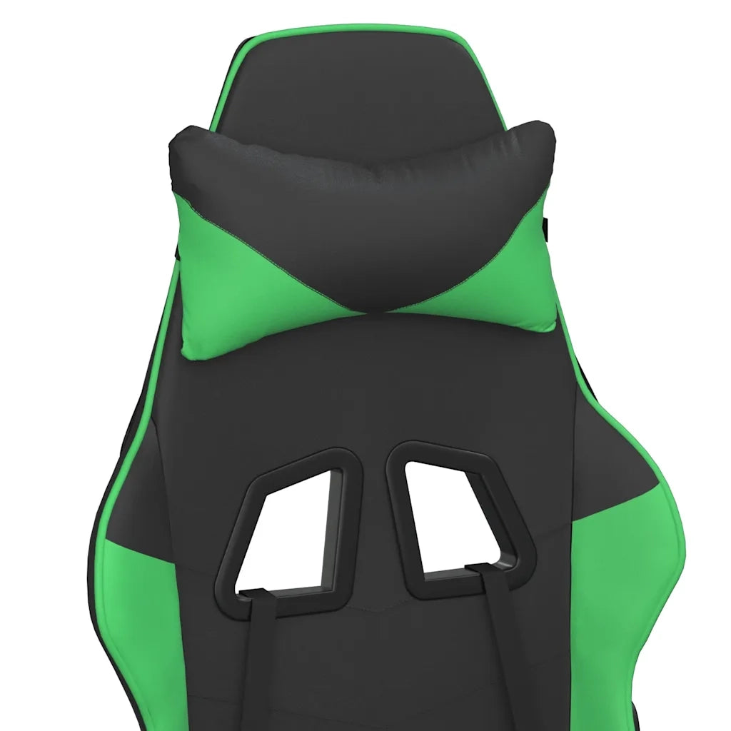 Sedia da Gaming Massaggio Poggiapiedi Nero e Verde Similpelle cod mxl 64686