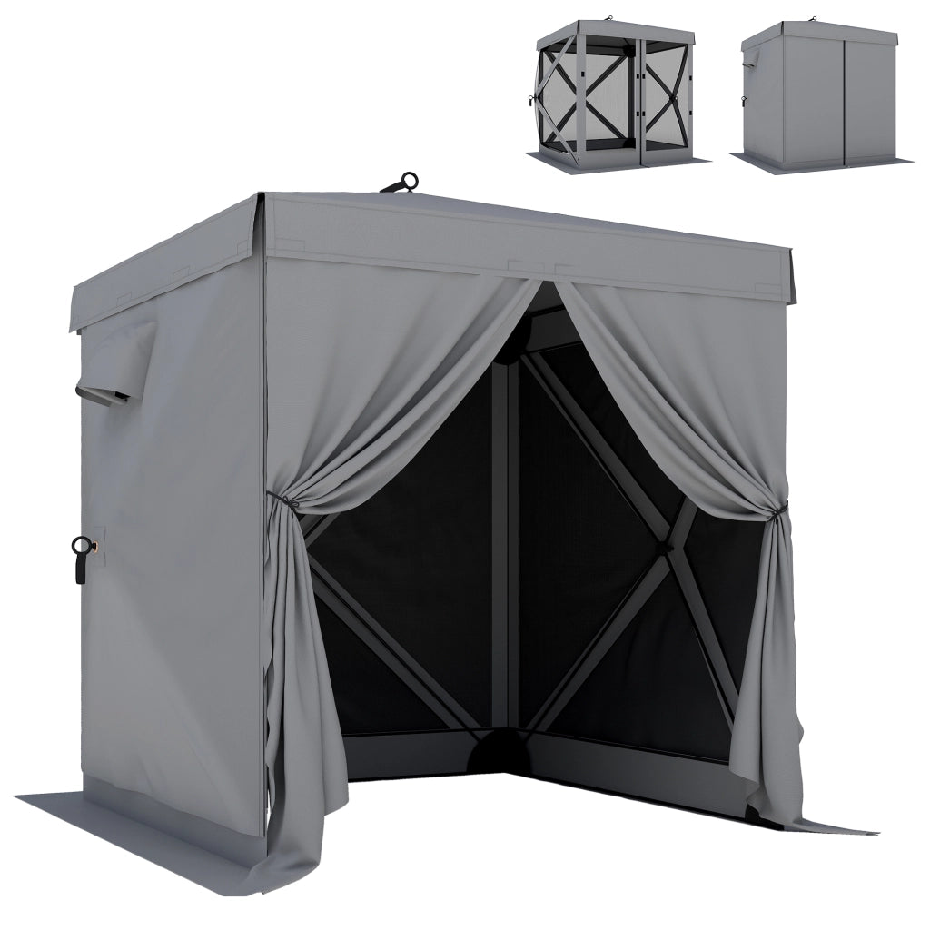 Gazebo Faltpavillon ¨C Zephmum ¨C 185x185 cm Grigio con 4 Pannelli Mesh