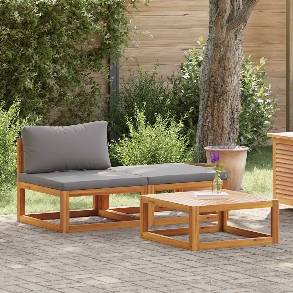 Salotto da Giardino-Set Divani da Giardino 3 pz con Cuscini in Massello di Acacia 831902