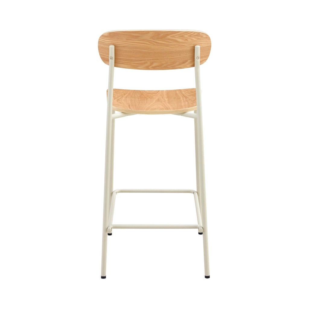 Set di 2 seggioloni in metallo e legno beige