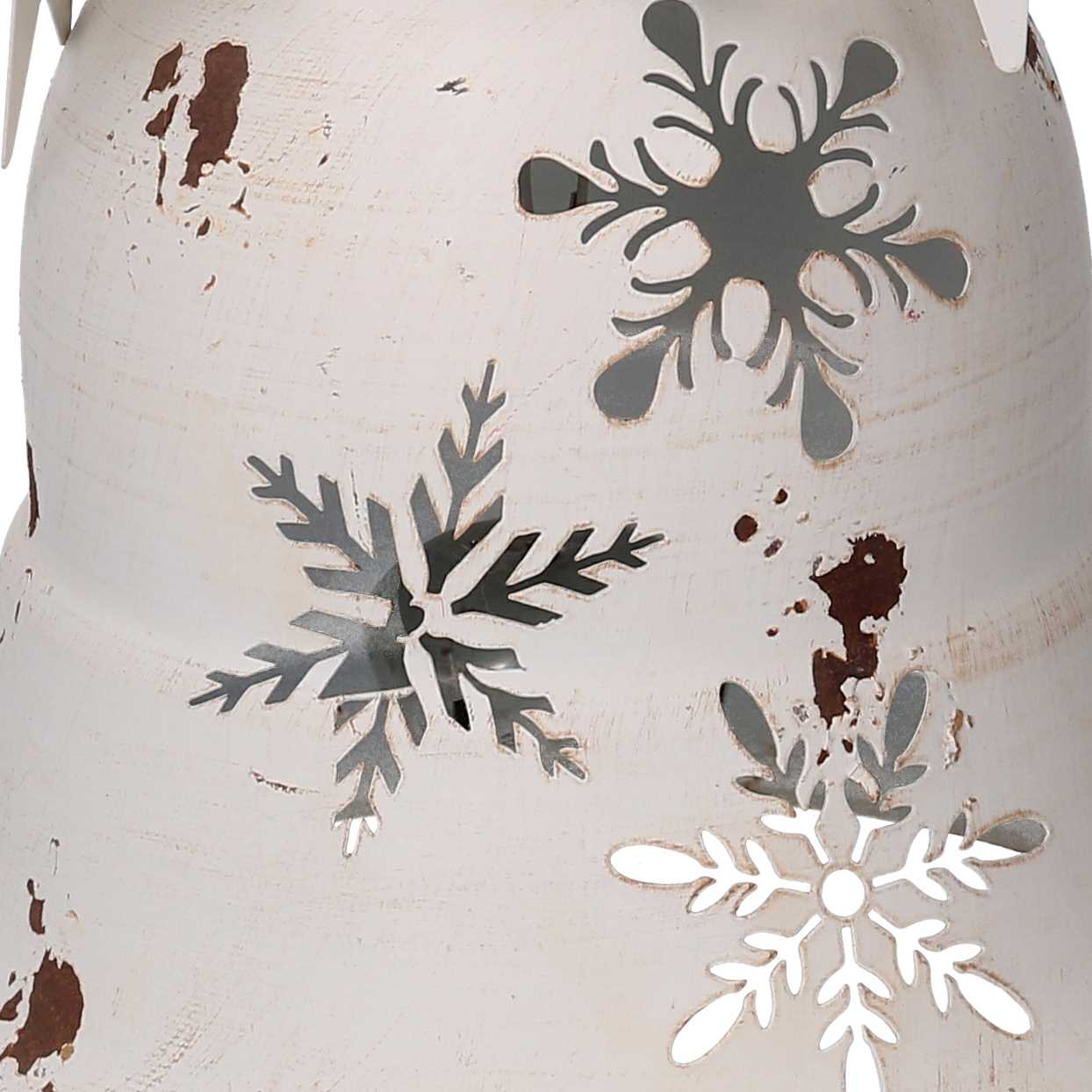 Campana metallo fiocchi di neve oro e crema cm Ø23xh28