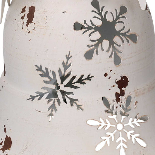 Campana metallo fiocchi di neve oro e crema cm Ø23xh28
