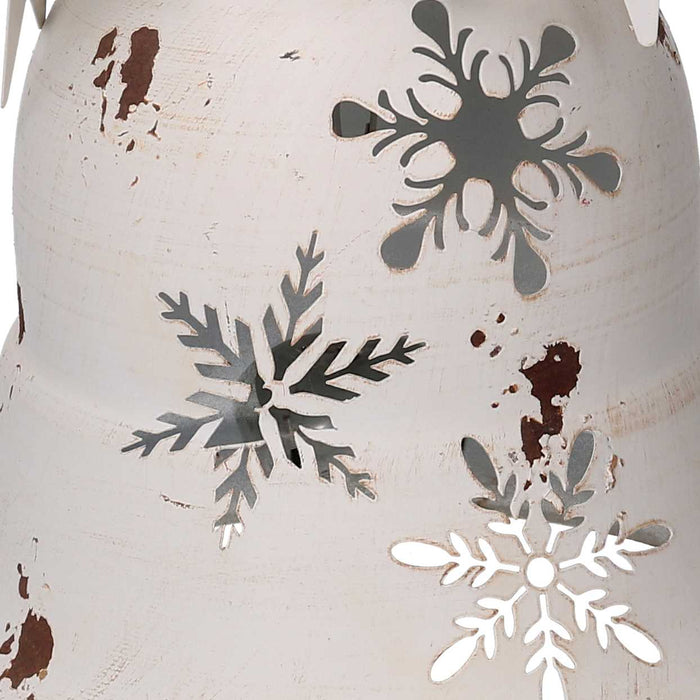Campana metallo fiocchi di neve oro e crema cm Ø23xh28