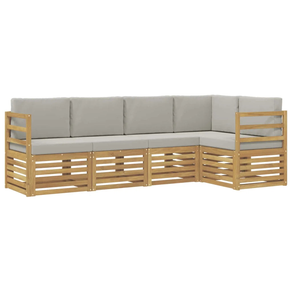 Set di divani da esterno 5 pcs Bianco e Grigio Chiaro