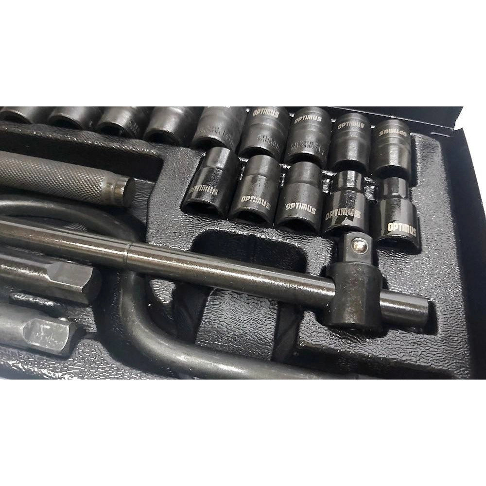 Trade Shop - Set Chiavi A Bussola 24 Pezzi Con Cricchetto Reversibile 1/2'' Prolunghe Valigia -
