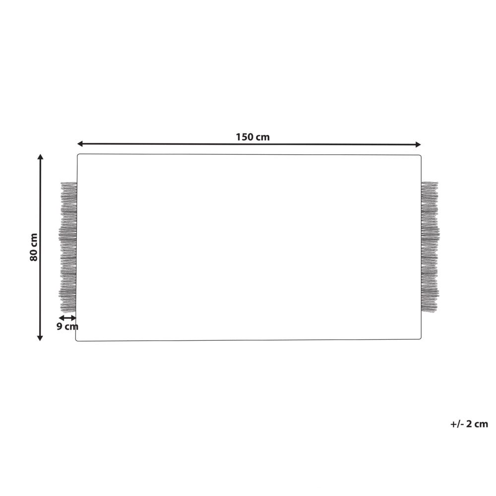 Tappeto bianco e nero lana cotone 80 x 150 cm intrecciato a mano rettangolare con frange