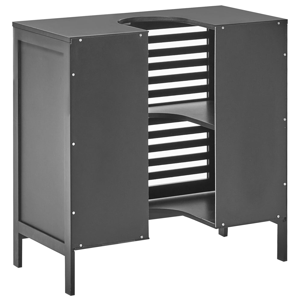 Armadietto per lavabo in bambù nero per la conservazione del bagno Minimalista