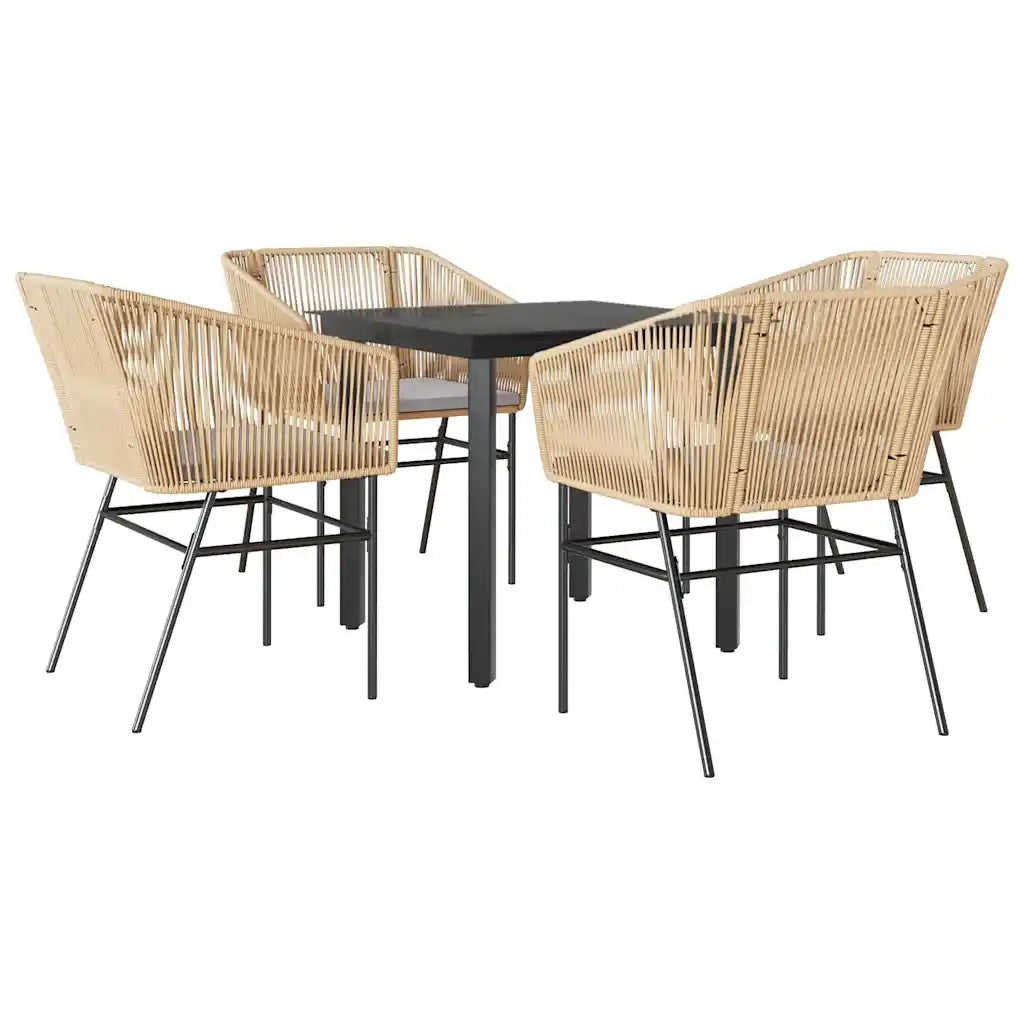 Set da Pranzo da Giardino 5pz con Cuscini Polyrattan Vetro 3334619