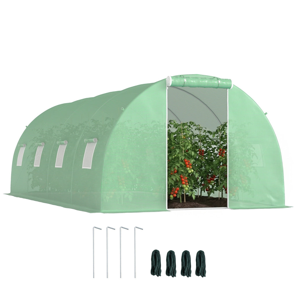 Serra da Giardino Tunnel 6x3x2m ¨C Xylo ¨C 8 Finestre con Rete, Struttura Acciaio, Verde