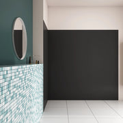 H.210 cm Pannello Doccia ad Angolo 80x90x90 cm Realizzato in Alluminio da 3 mm con Profili Finitura Nero Opaco per Rivestimento Parete Bagno