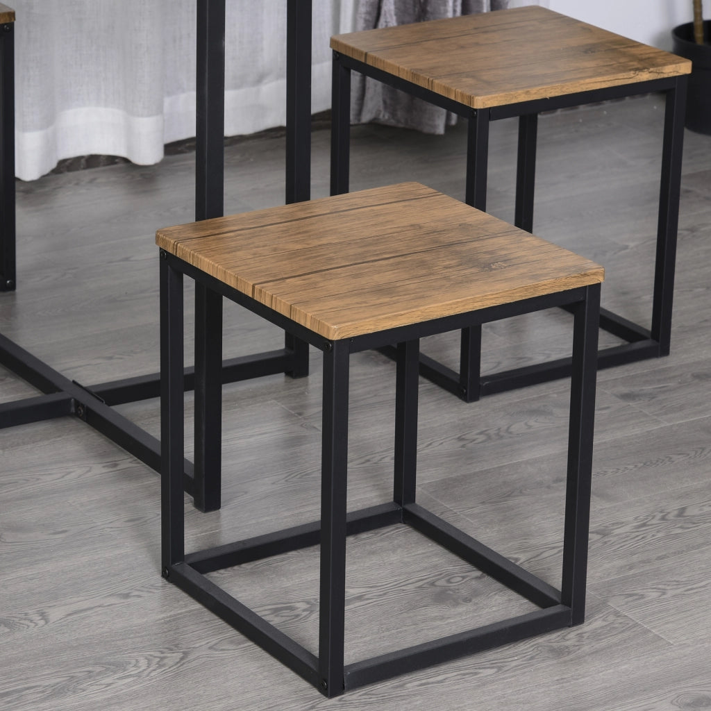 Set 5 Pezzi Sedie da Pranzo e Tavolo Industriale ¨C zephmum ¨C Legno e Metallo, Nero