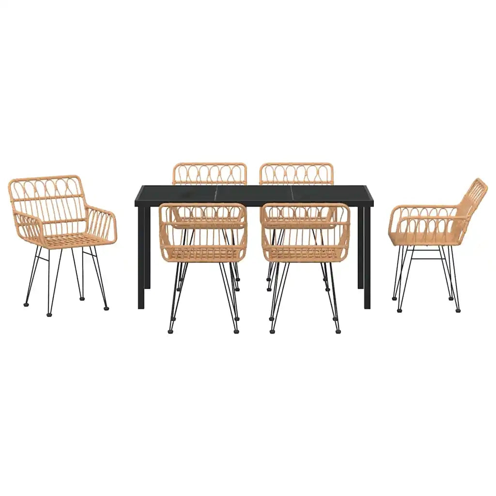 Set da Pranzo per Giardino 7 pcs Marrone 3379181