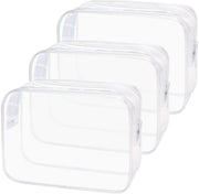 Set di 3 tazze di toilette TSA autorizzate, tazze trasparenti per il trasporto di liquidi, borsa cosmetica, tazze di toilette per donne e uomini, trasparenti e chiare