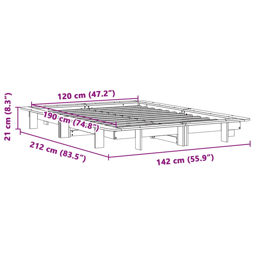 Letto senza Materasso 120x190 cm in Legno Massello di Pino 850677