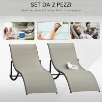 Set 2 Sdraio da Giardino Pieghevoli, Lettino Prendisole in Alluminio e Textilene, 61x165x63cm