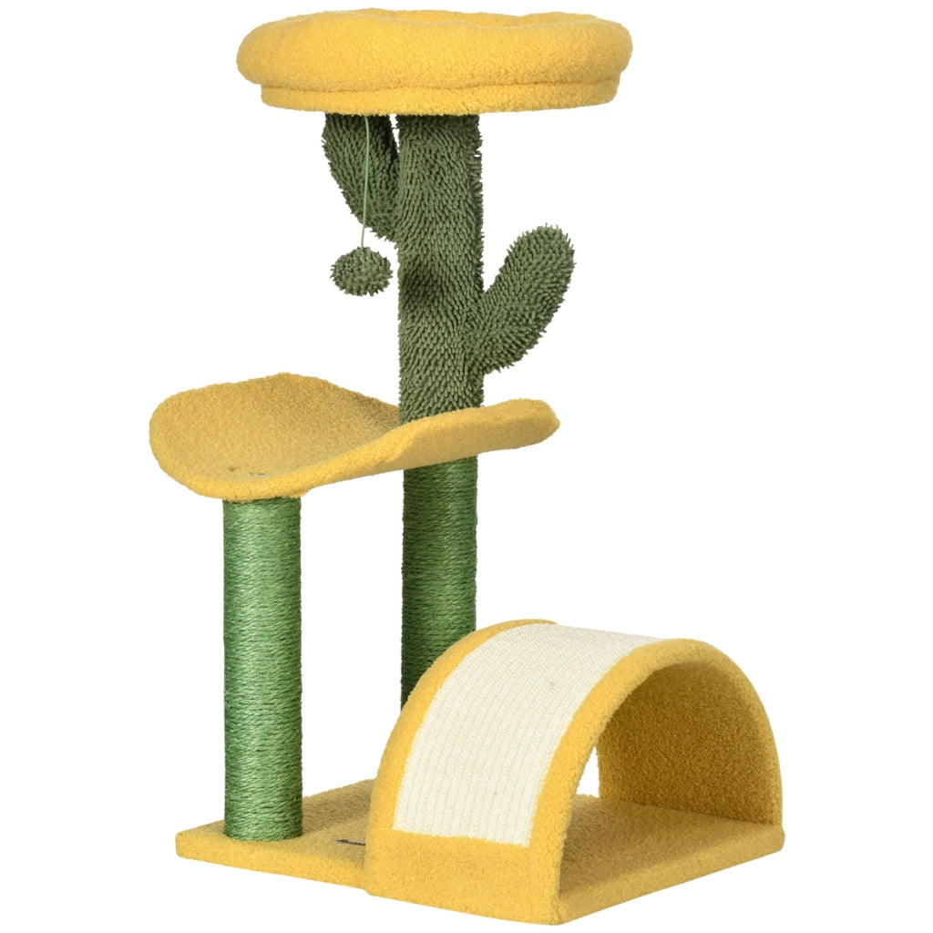 Tiragraffi per Gatti con Cuscino ¨C Zephmum ¨C Verde e Giallo 40x35x72 cm