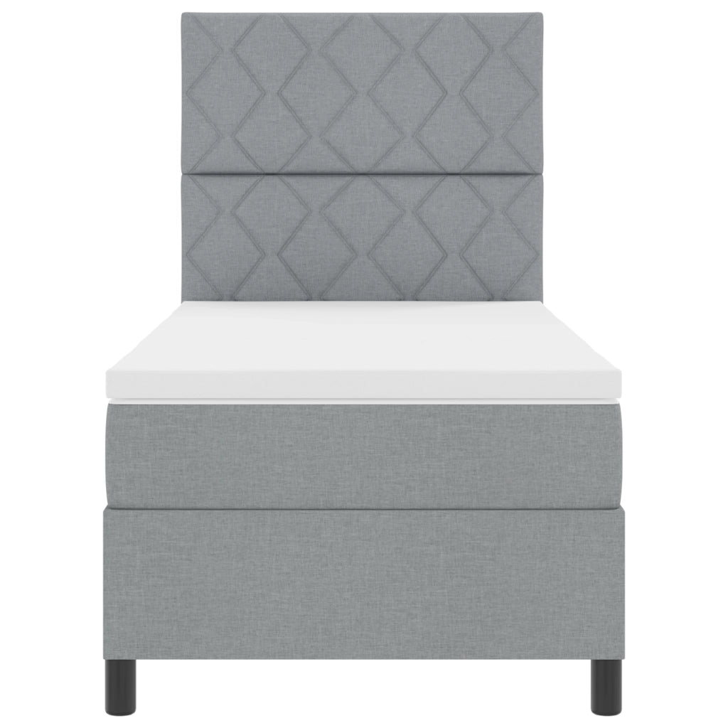Letto Box Spring e Materasso Grigio Chiaro 100x200 cm Tessuto