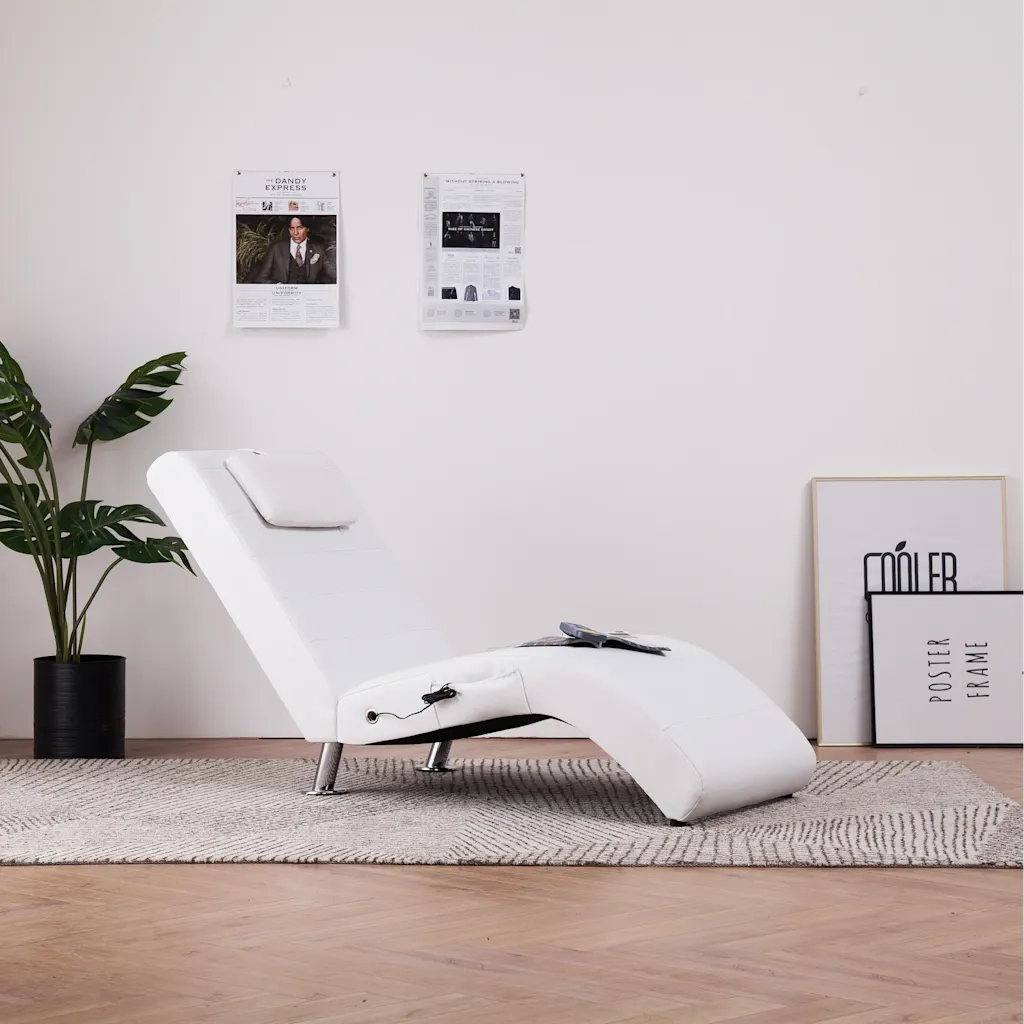 Sdraio Massaggiante con Cuscino Bianco in Similpelle CFW9967047