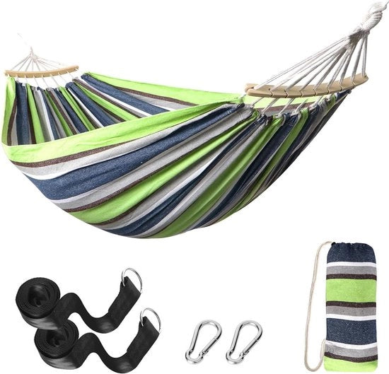 Hangmat in cotone - comoda hangmat in tessuto - portatile e leggera - per campeggio, esterno, interno, patio, giardino dietro casa