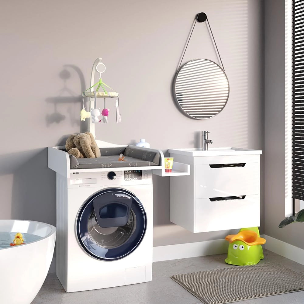 Vicco Piano fasciatoio, Bianco, 83 x 72 cm su lavatrice