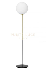 JUGEN LAMPADA DA TERRA 1 LUCE NERO OTTONE  ATTACCO E27 H.170CM DIMMER A PIEDE SFERA OPACA