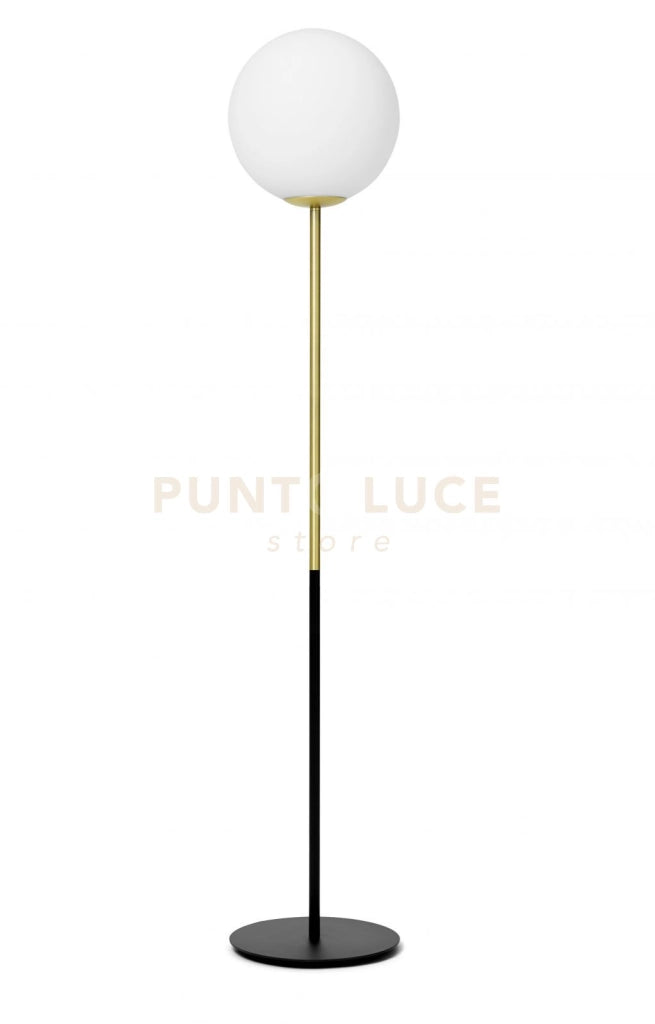 JUGEN LAMPADA DA TERRA 1 LUCE NERO OTTONE  ATTACCO E27 H.170CM DIMMER A PIEDE SFERA OPACA