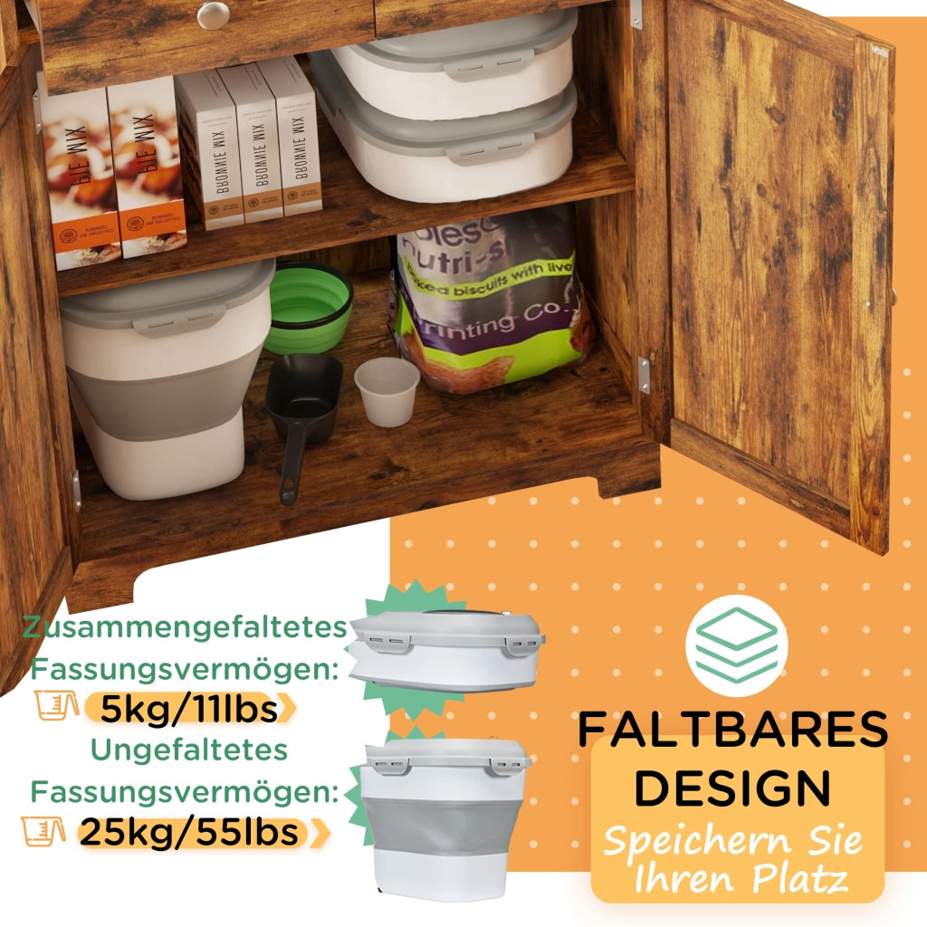 Contenitore per Cibo Secco Pieghevole ¨C zephmum ¨C Grigio 44x32x37 cm