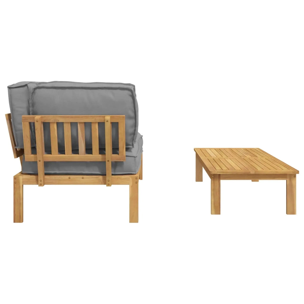Set di divani con cuscino 2 pcs Grigio Legno di Acacia Massello