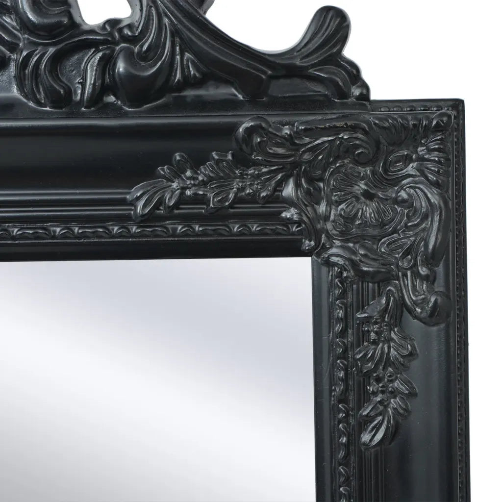 Specchio Autoportante Stile Barocco-Specchio Decorativo 160x40 cm Nero
