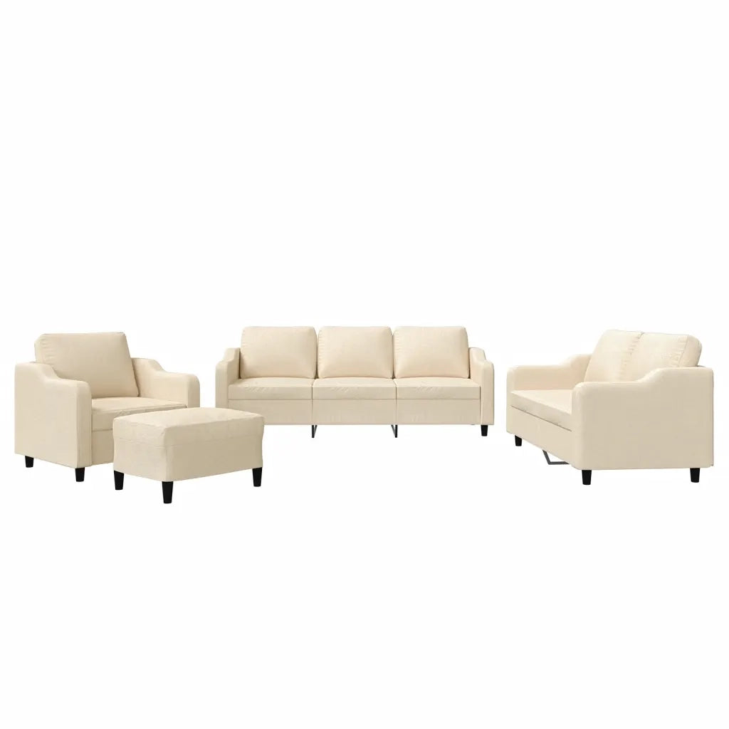 Set di Divani 4 pz con Cuscini Crema in Tessuto