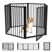 Recinto per cani con porta ¨C Zephmum ¨C 6 pannelli pieghevole in metallo nero