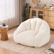 Poltrona pouf - con schienale avvolgente e imbottitura in schiuma - poliestere bianco