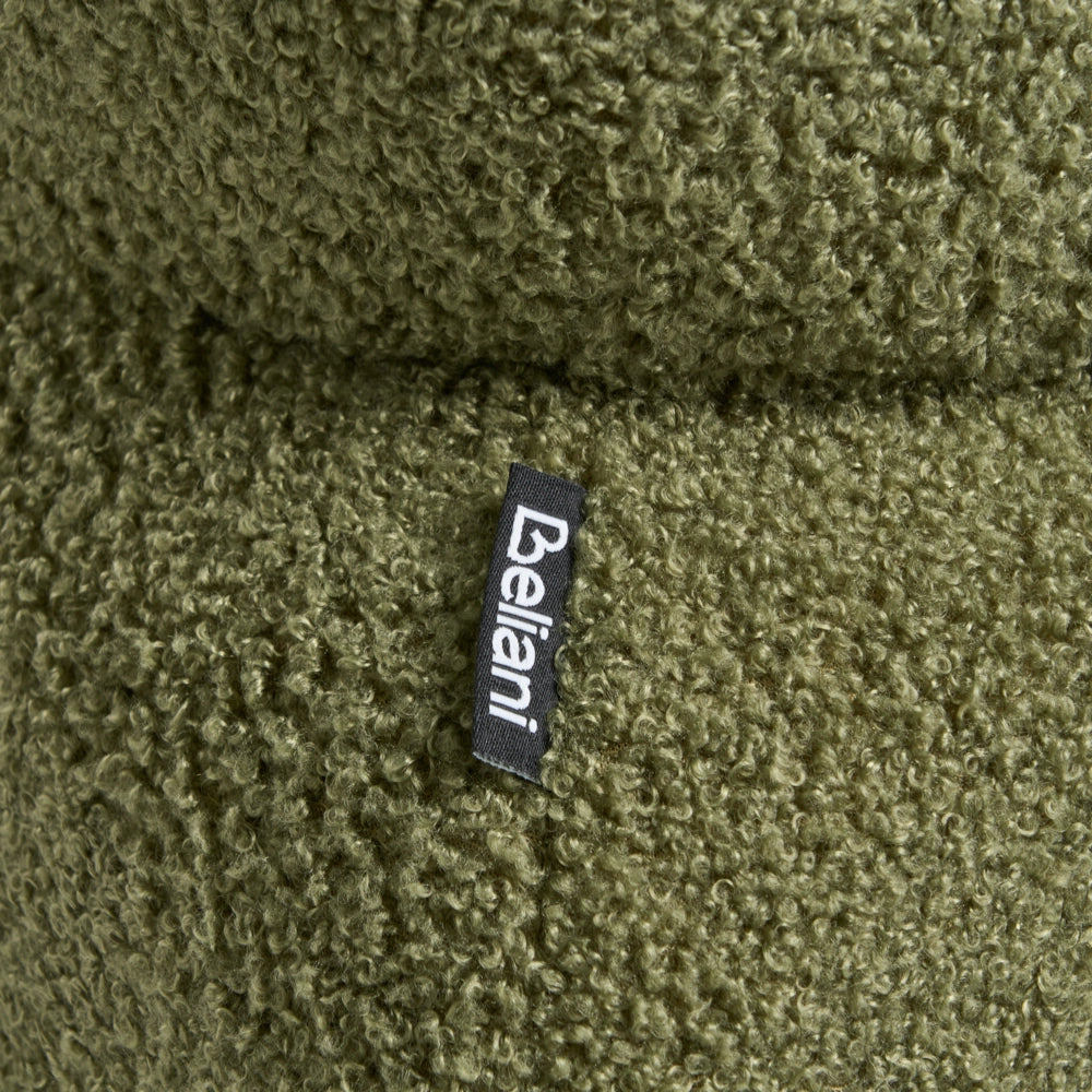 Pouf quadrato in bouclé verde elemento d'arredo moderno per salotto o camera da letto