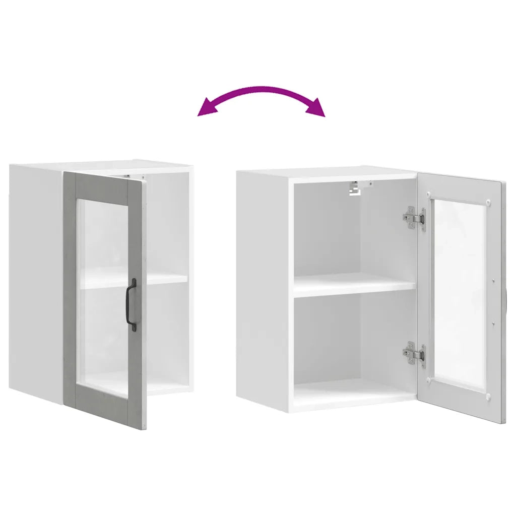 Pensile da Cucina con Porta in Vetro Porto Grigio Cemento 854011